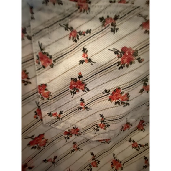 $300 REDONE Levi’s White Denim Raw Hem Jean button Fly Mini Skirt Floral 28 USA - Picture 7 of 11